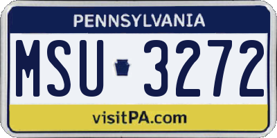 PA license plate MSU3272