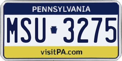 PA license plate MSU3275