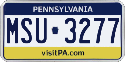 PA license plate MSU3277