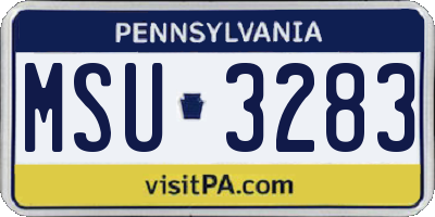 PA license plate MSU3283
