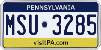 PA license plate MSU3285