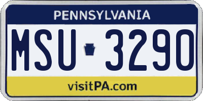 PA license plate MSU3290