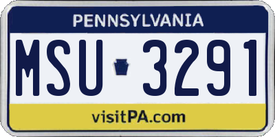 PA license plate MSU3291