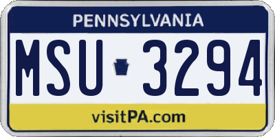 PA license plate MSU3294