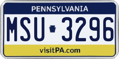 PA license plate MSU3296
