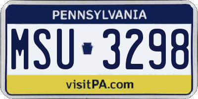 PA license plate MSU3298
