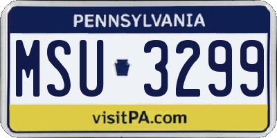 PA license plate MSU3299