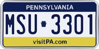 PA license plate MSU3301