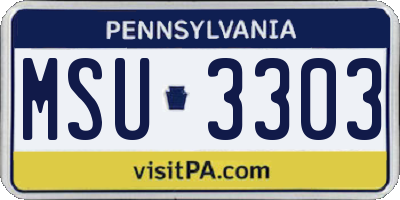 PA license plate MSU3303