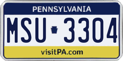 PA license plate MSU3304