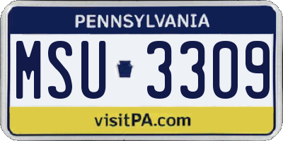 PA license plate MSU3309