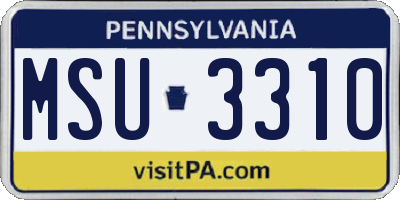 PA license plate MSU3310