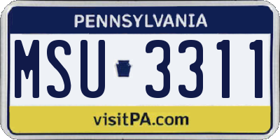PA license plate MSU3311