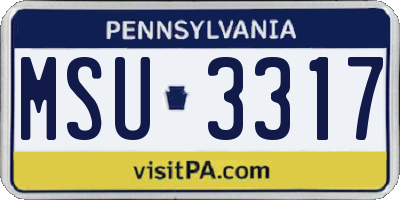 PA license plate MSU3317