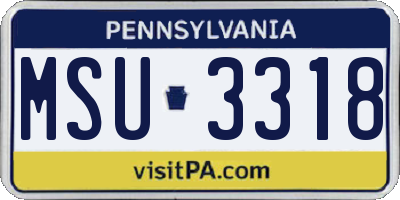 PA license plate MSU3318