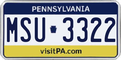 PA license plate MSU3322