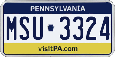 PA license plate MSU3324