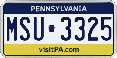 PA license plate MSU3325