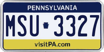 PA license plate MSU3327