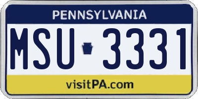 PA license plate MSU3331