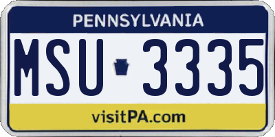 PA license plate MSU3335