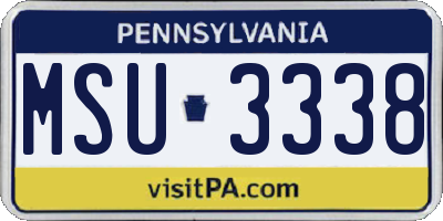 PA license plate MSU3338