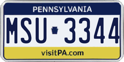 PA license plate MSU3344