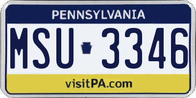 PA license plate MSU3346