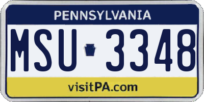 PA license plate MSU3348