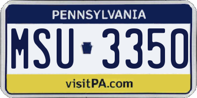 PA license plate MSU3350