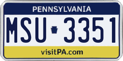 PA license plate MSU3351
