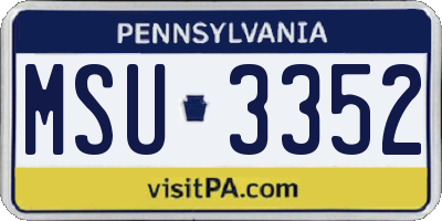 PA license plate MSU3352