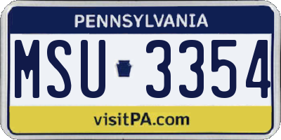 PA license plate MSU3354