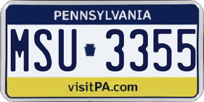 PA license plate MSU3355
