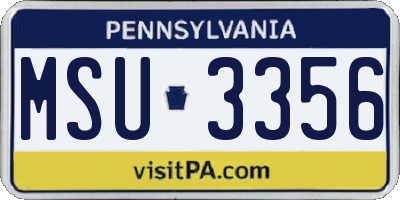 PA license plate MSU3356