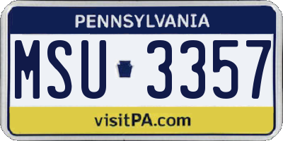 PA license plate MSU3357