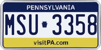 PA license plate MSU3358