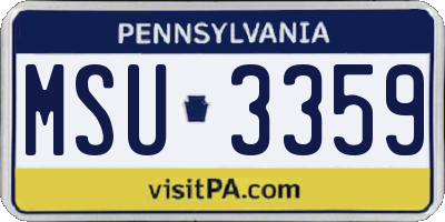 PA license plate MSU3359