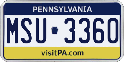 PA license plate MSU3360