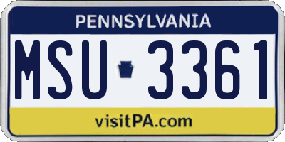 PA license plate MSU3361