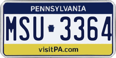 PA license plate MSU3364
