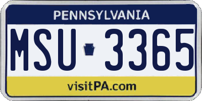 PA license plate MSU3365