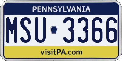 PA license plate MSU3366