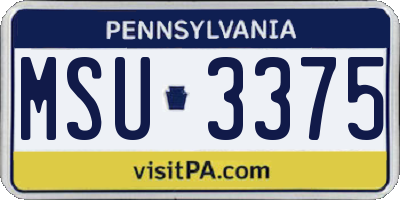 PA license plate MSU3375