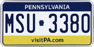 PA license plate MSU3380