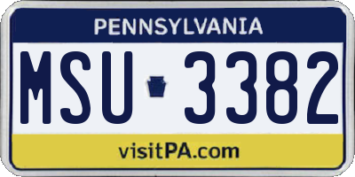 PA license plate MSU3382