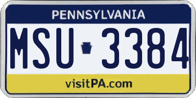 PA license plate MSU3384