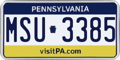 PA license plate MSU3385