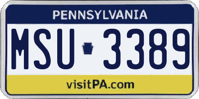 PA license plate MSU3389