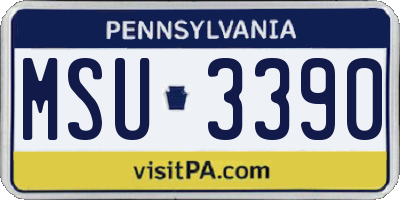 PA license plate MSU3390